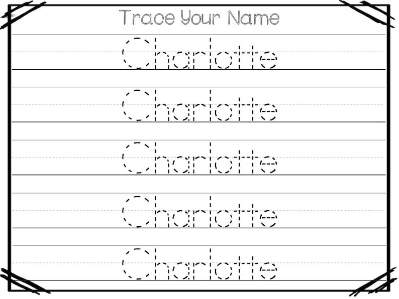 20 Printable CHARLOTTE Name Tracing Worksheets And Activities Etsy