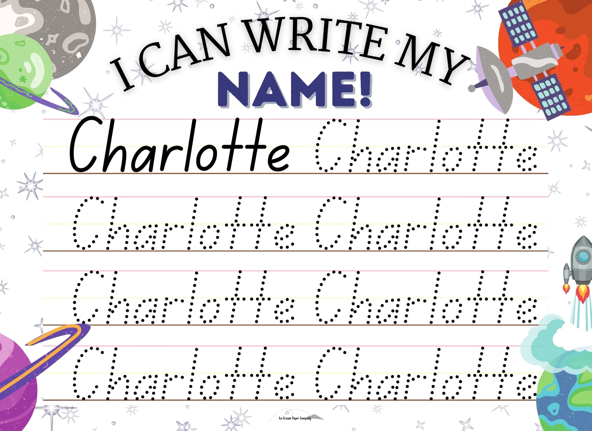 Charlotte Name Tracing Printable 9 Styles Includes Beach Etsy