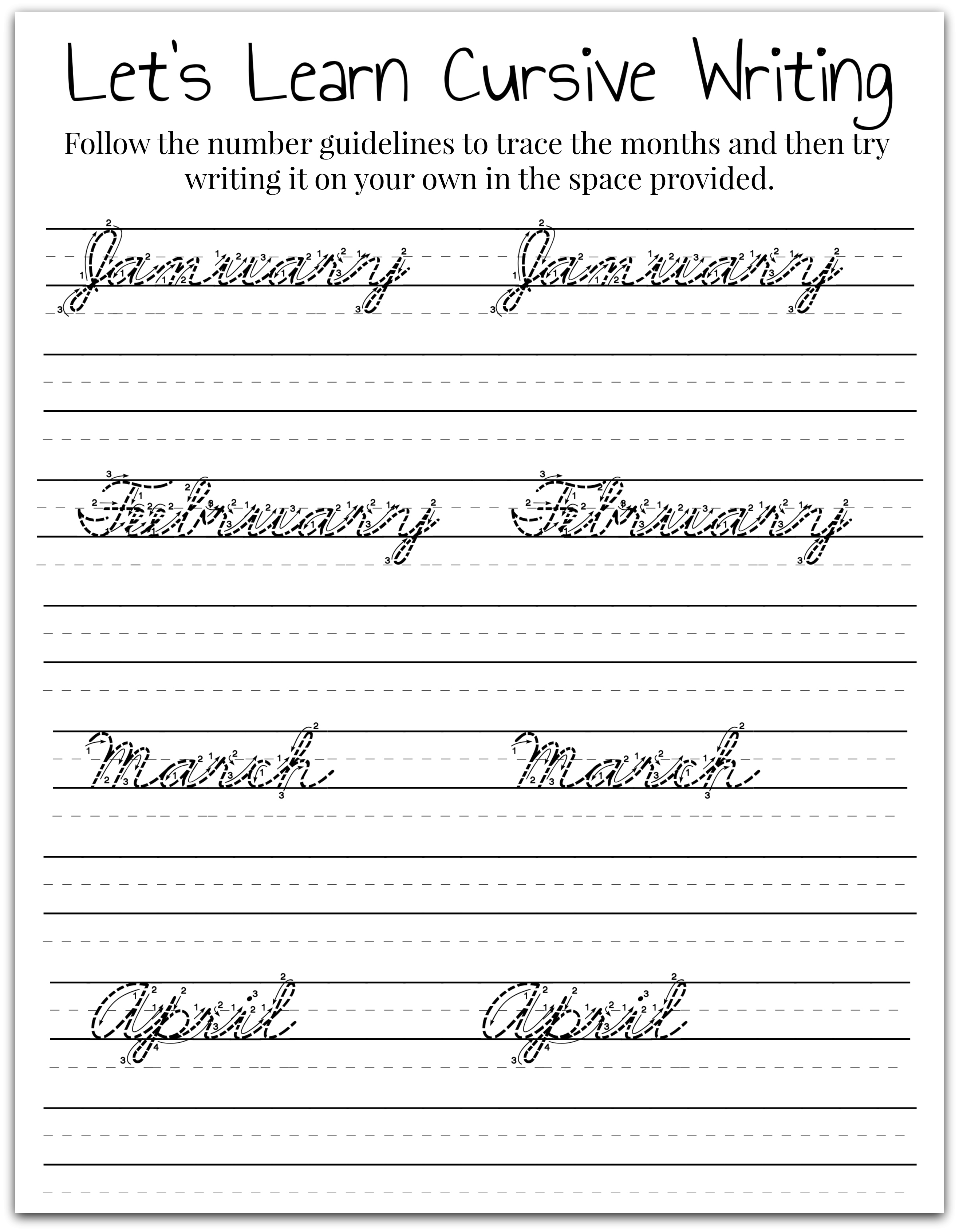 Cursive Letter Worksheets