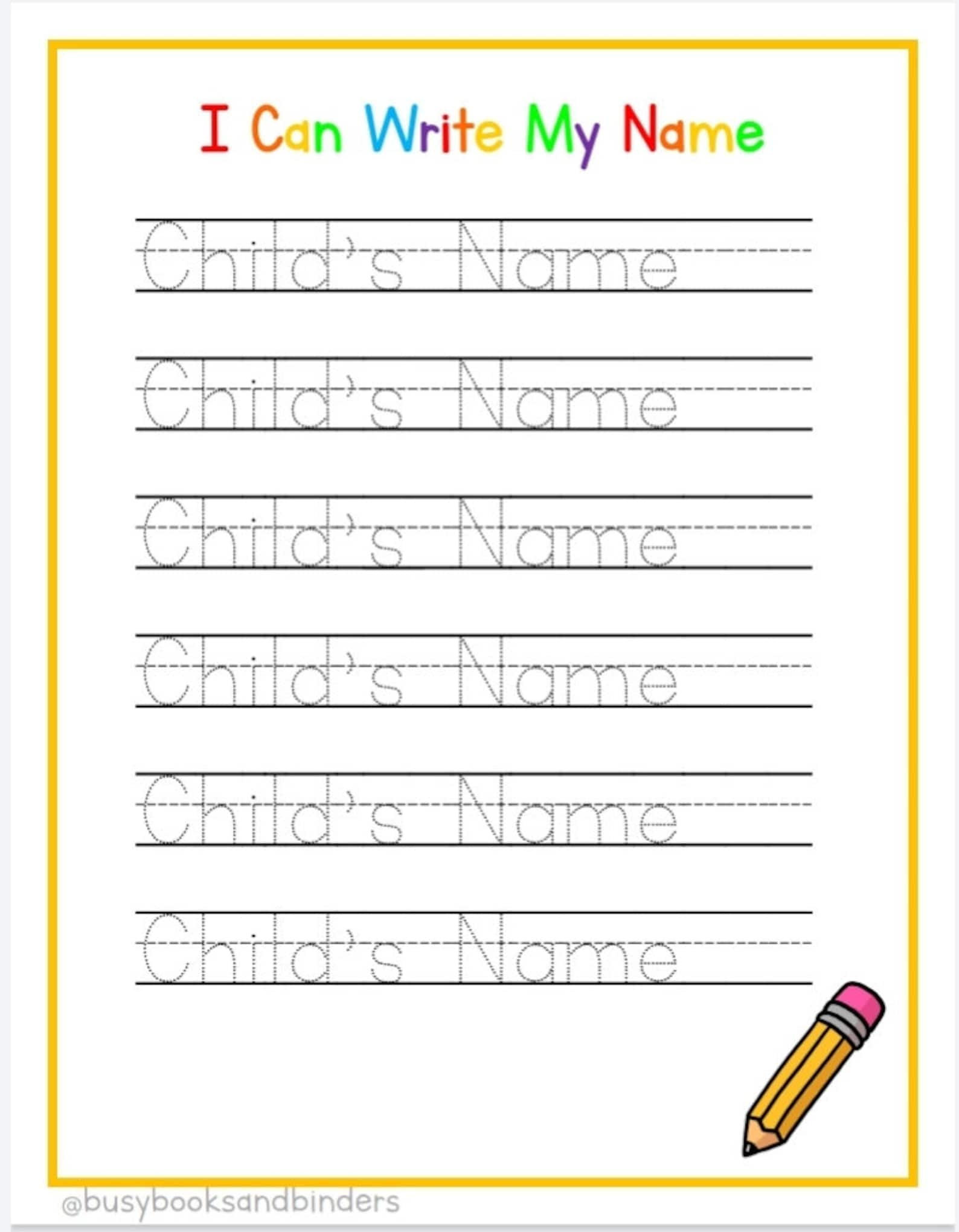 Custom Personalized Name Tracing Worksheet Printable Name Etsy