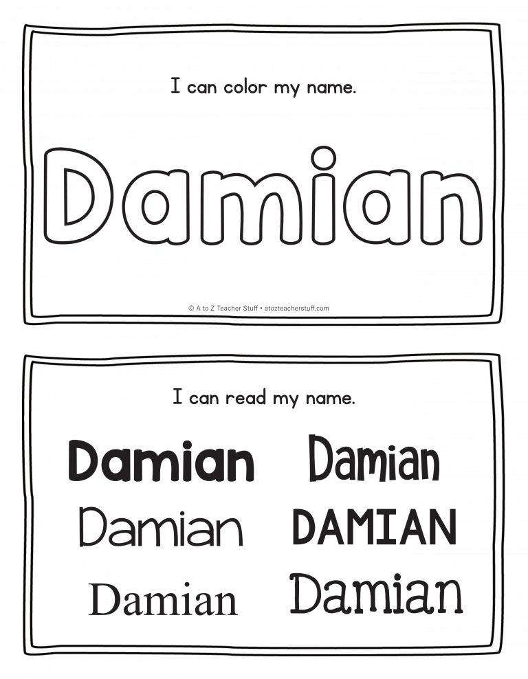 Damian Name Printables For Handwriting Practice A To Z Teacher 