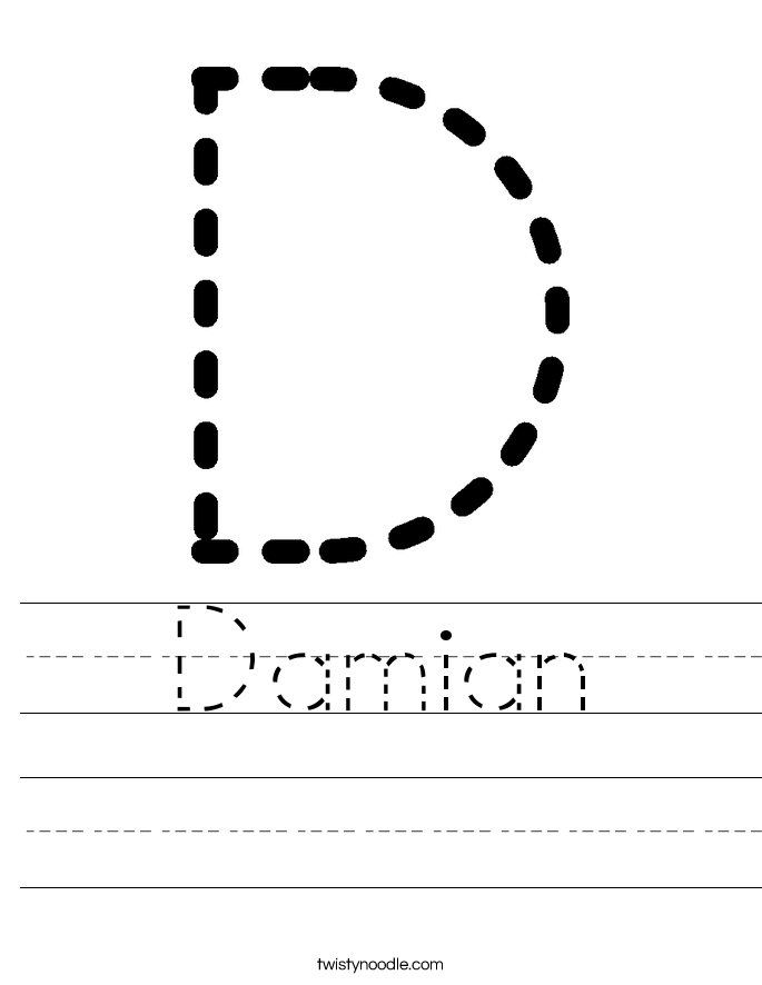 Damian Worksheet Twisty Noodle Name Tracing Worksheets Preschool