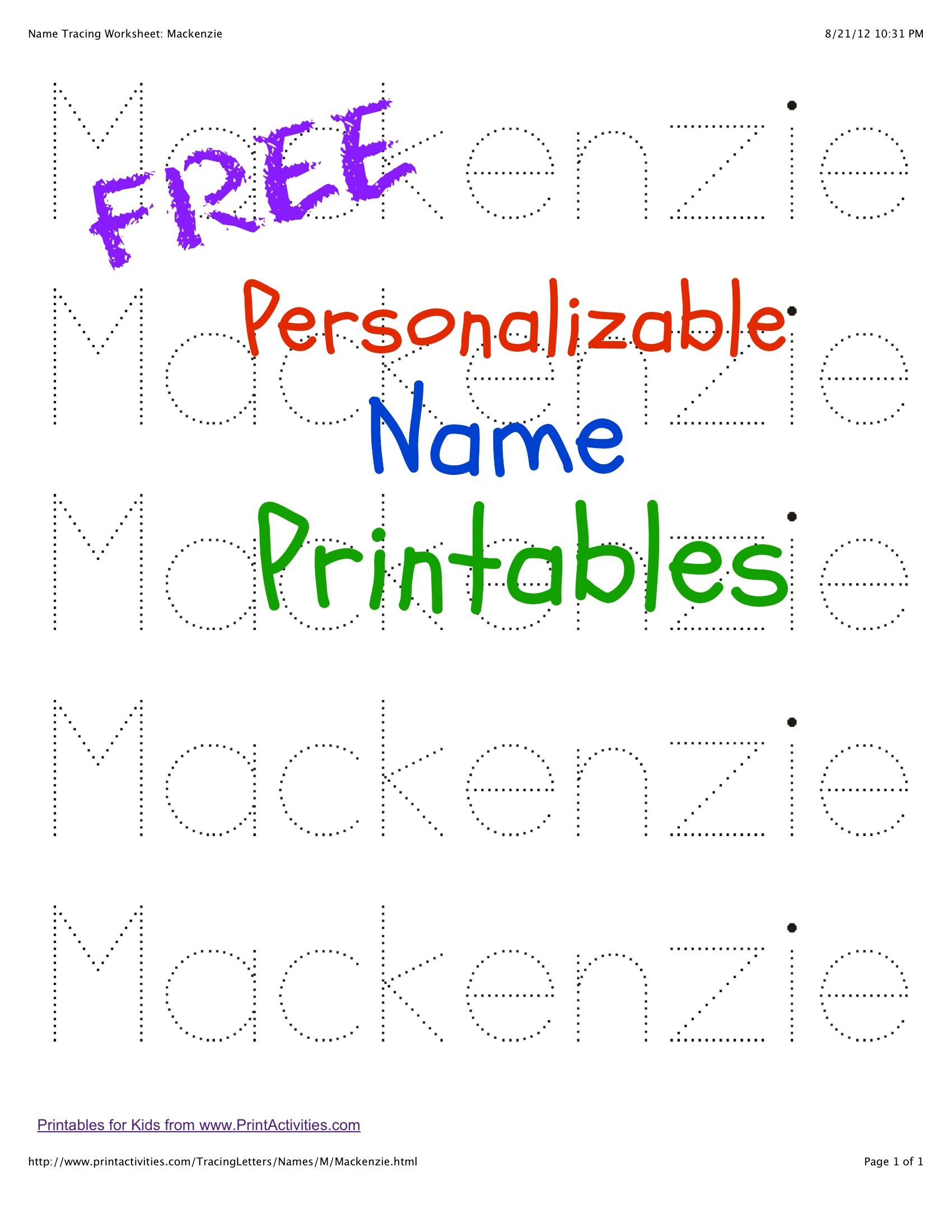 Free Printable Name Tracing Worksheets For Preschoolers Printable 