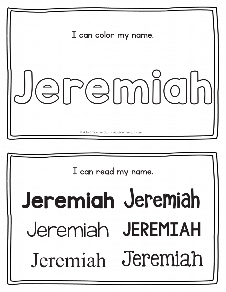 Jeremiah Name Printables For Handwriting Practice A To Z Teacher 