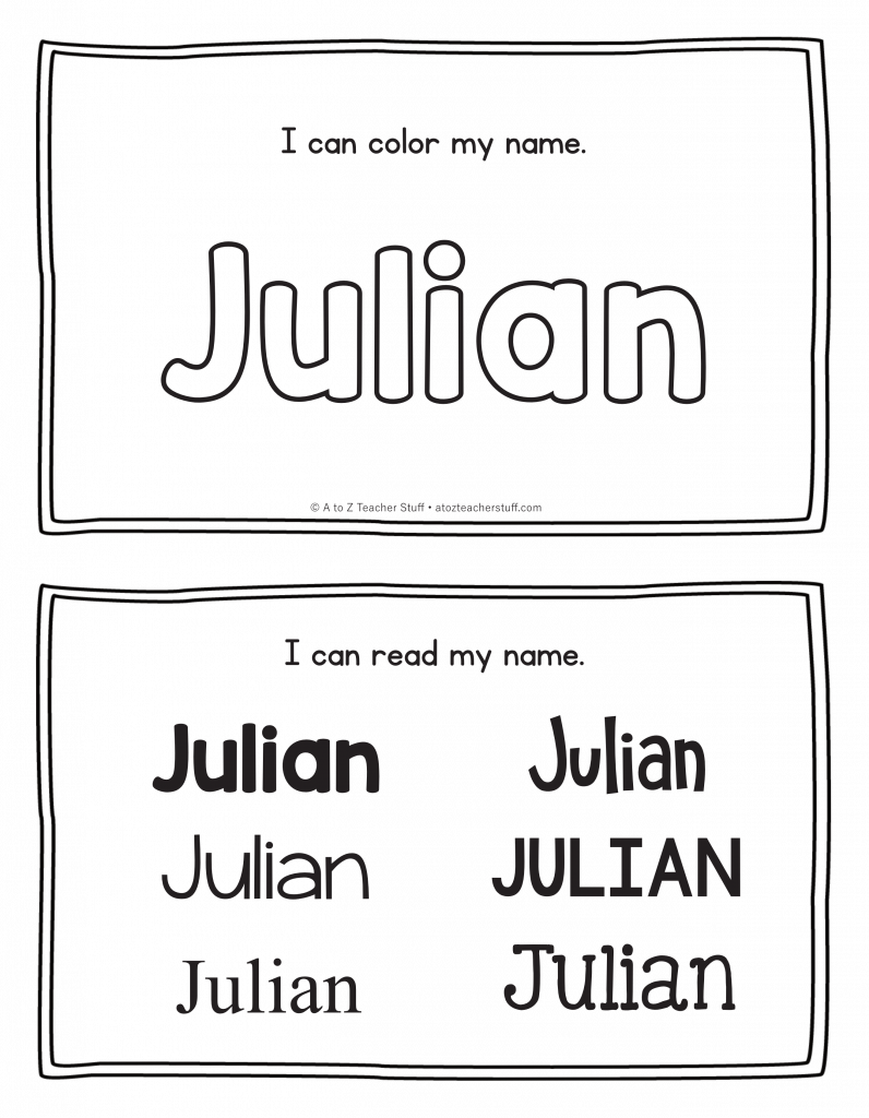 Julian Name Printables For Handwriting Practice A To Z Teacher 