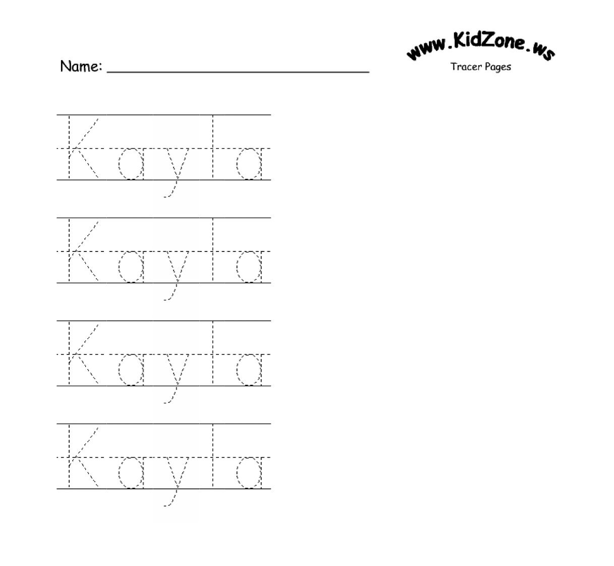 Name Tracing Kidzone AlphabetWorksheetsFree