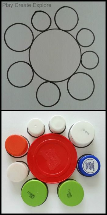 Play Create Explore Tracing Bottle Caps And Lids To Make An Outline 