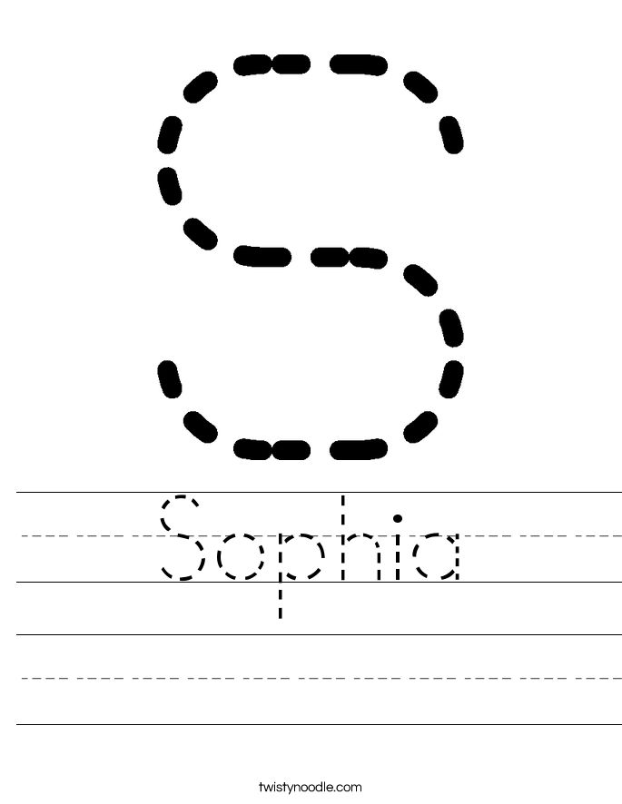 Sophia Worksheet Preschool Names Writing Practice Name Tracing 