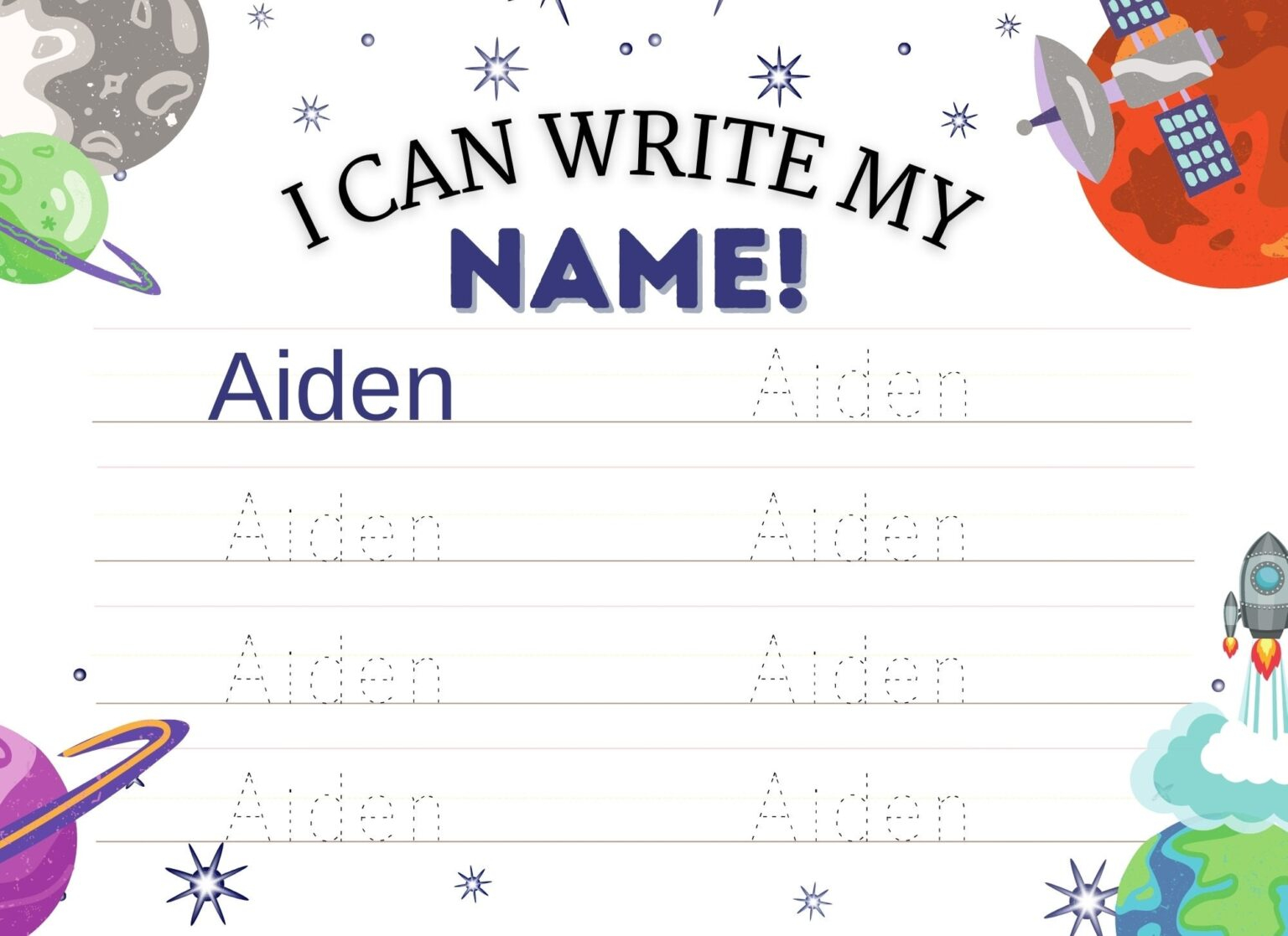 Aiden Printable Tracing Name Name Tracing Printable