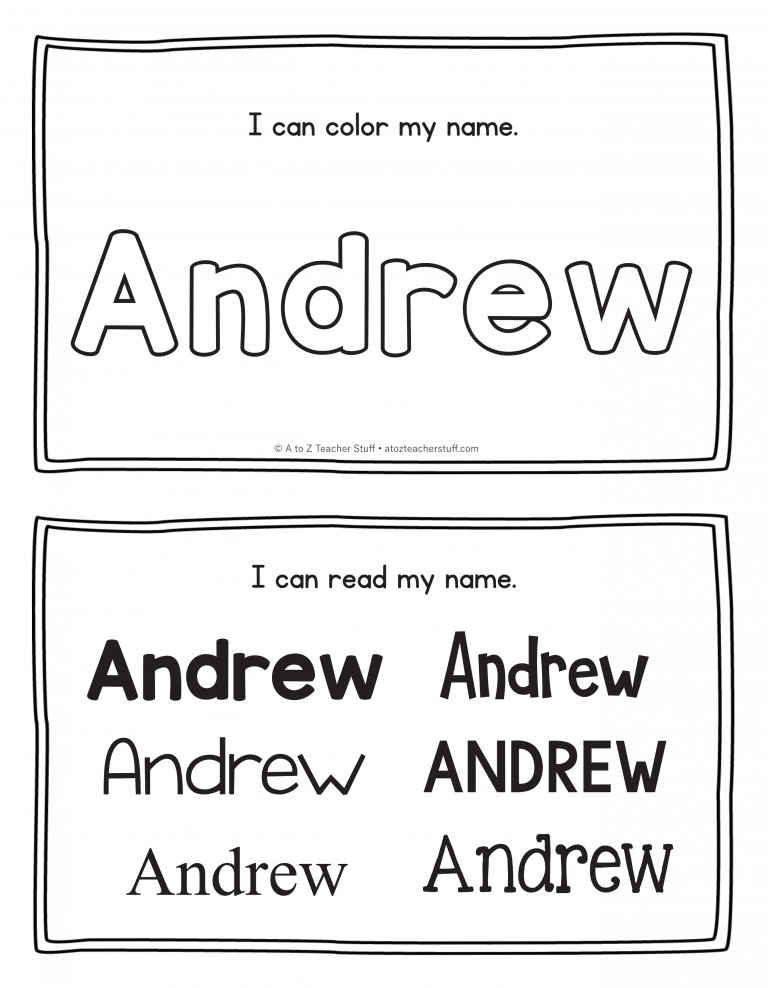Andrew Name Printables For Handwriting Practice A To Z Teacher