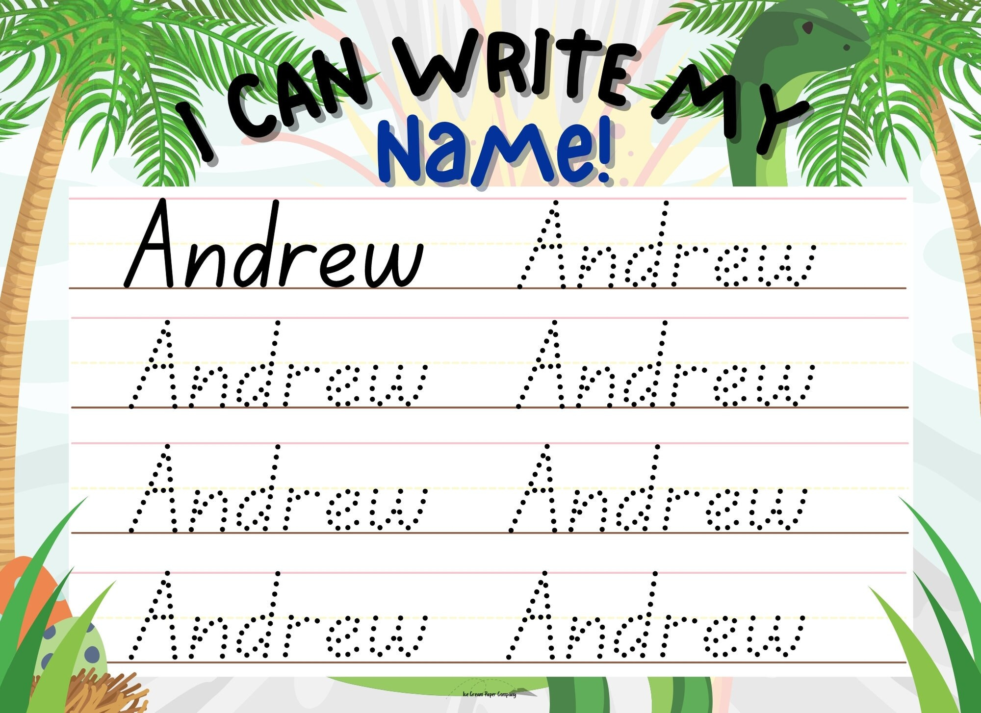 Andrew Name Tracing Printable 9 Styles Includes Beach Etsy