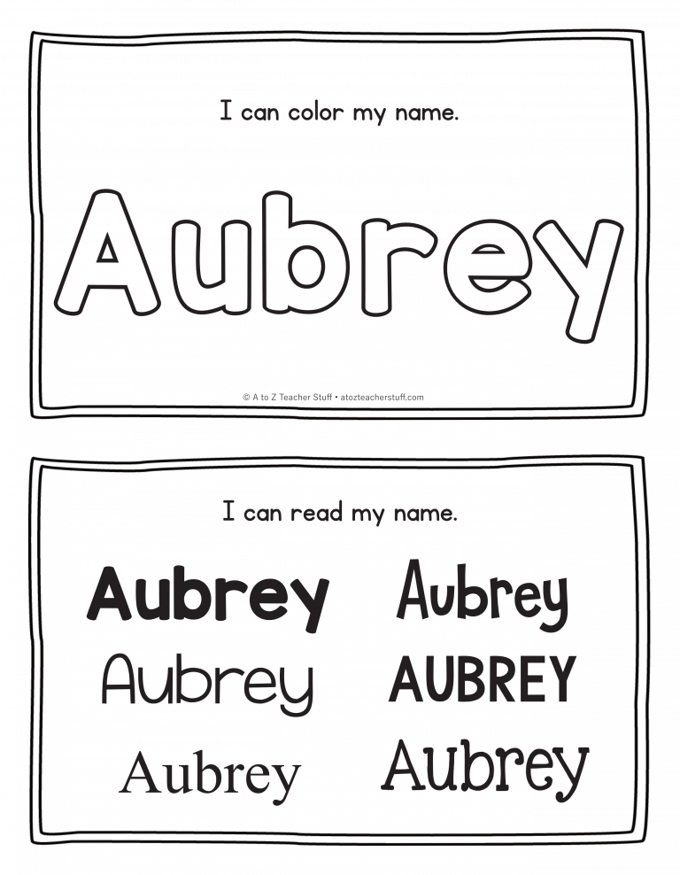 Aubrey Name Printables For Handwriting Practice A To Z Teacher 
