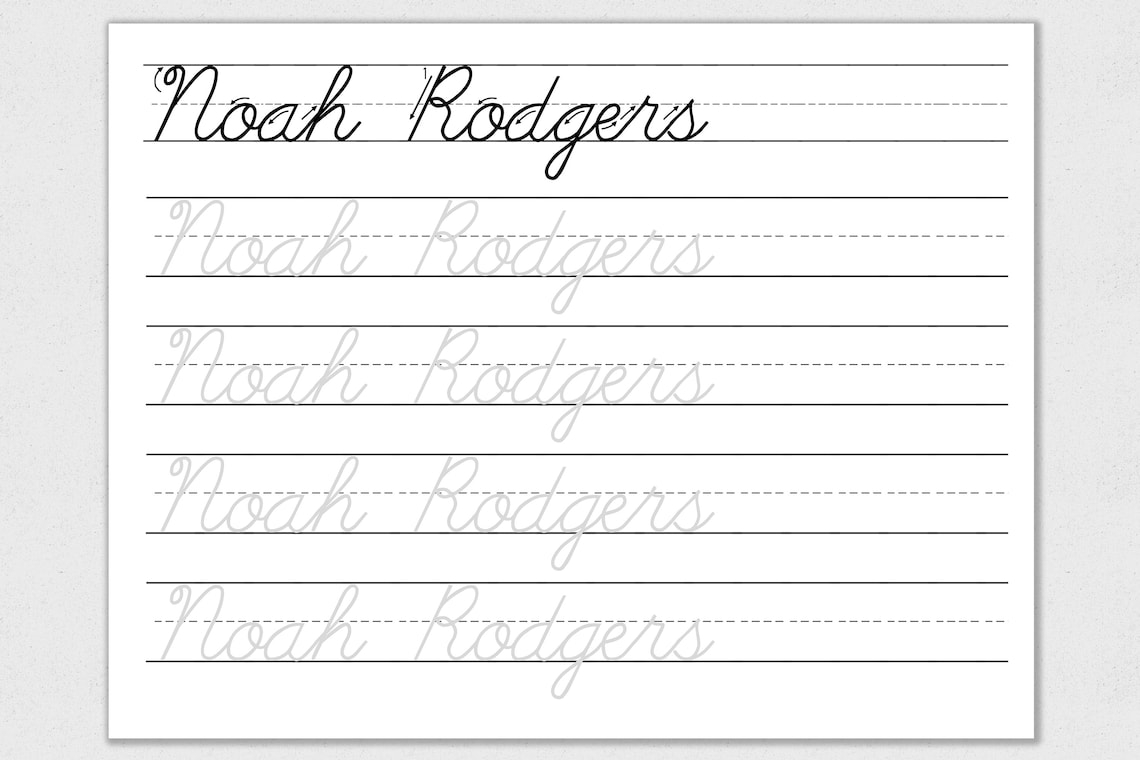 Cursive Name Tracing Sheet Cursive Name Writing Cursive Etsy