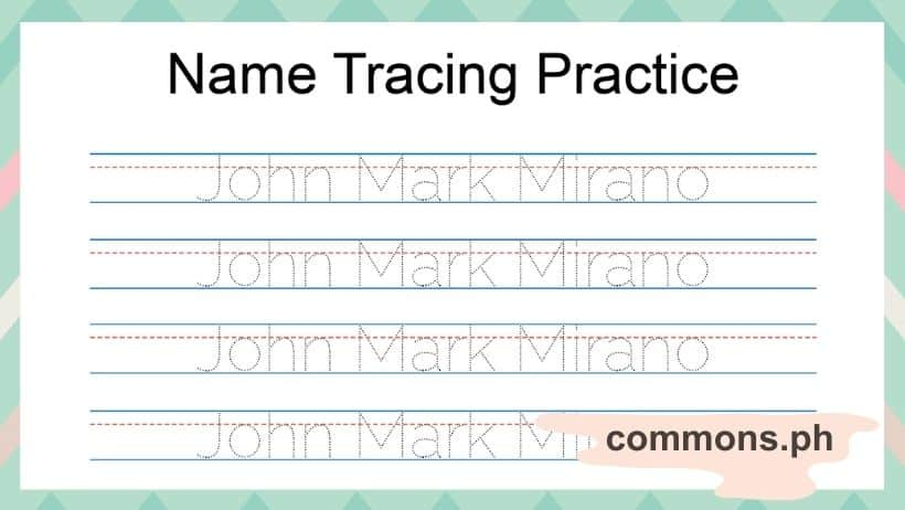 Customized Name Tracing Worksheet Tutorial With Blue Red Blue Lines And 