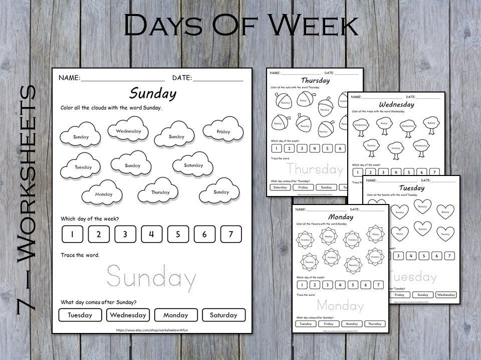 Days Of The Week Activity Printable Days Learning Folder Coloring 
