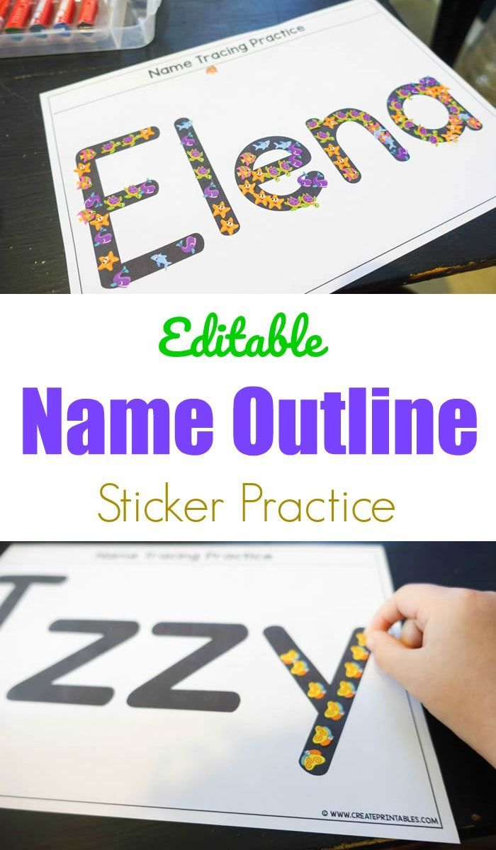 Editable Name Outline Sticker Practice nametracing myname