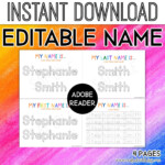 Editable Name Writing Worksheet Tracing Sheetscustom Kid Etsy