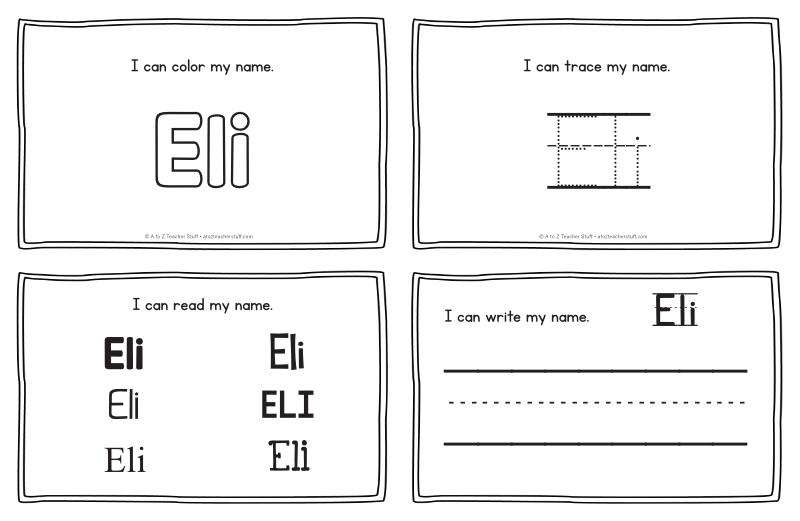 Eli Name Printables For Handwriting Practice A To Z Teacher Stuff 