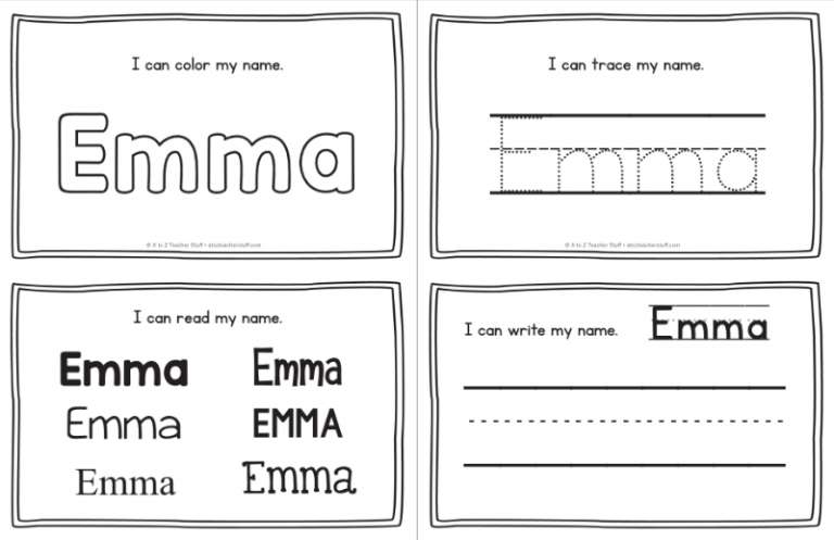 Emma Name Printables For Handwriting Practice And Name Tracing A To 