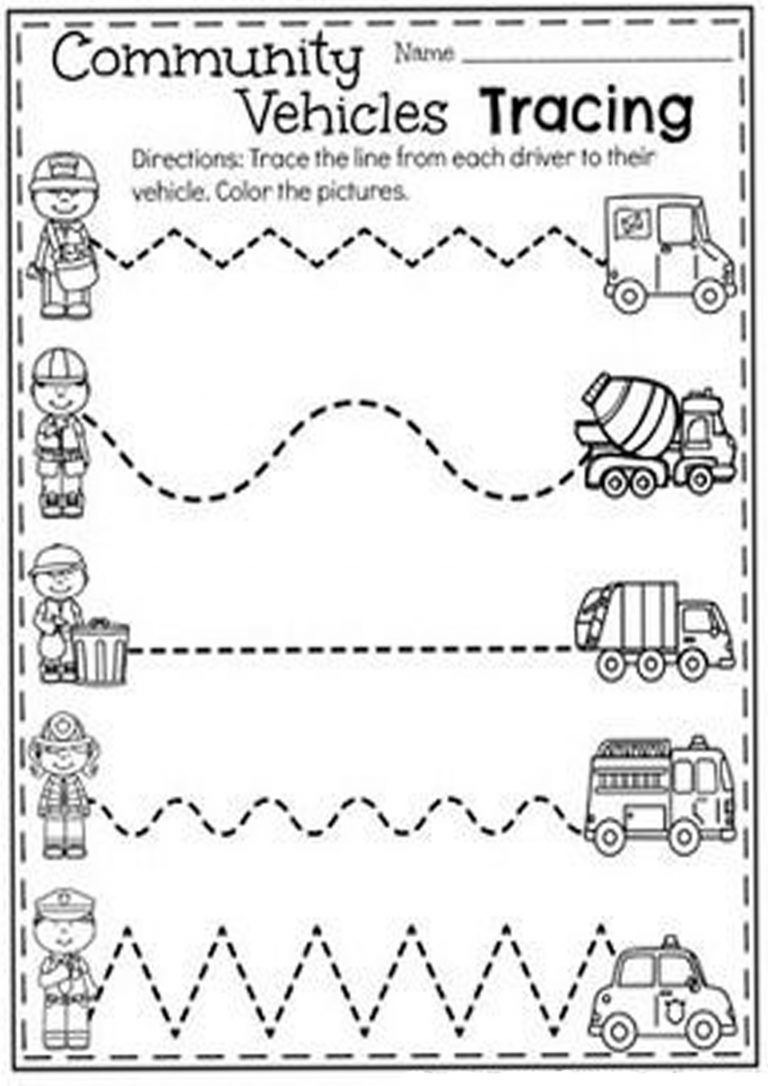 Free And Easy To Print Tracing Lines Worksheets Community Helpers 