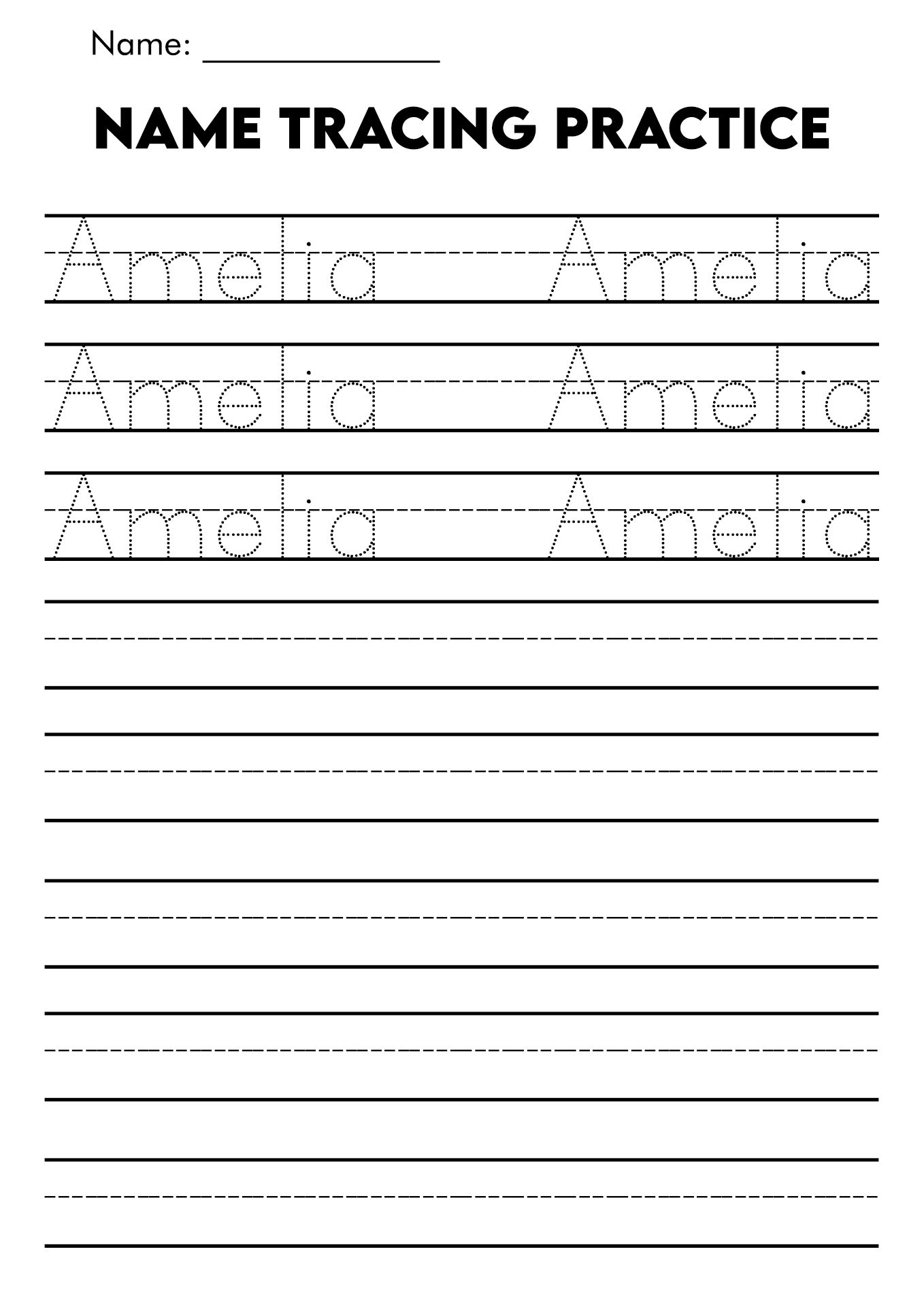 Free Printable Name Tracing Worksheets Writing Practice Preschool 