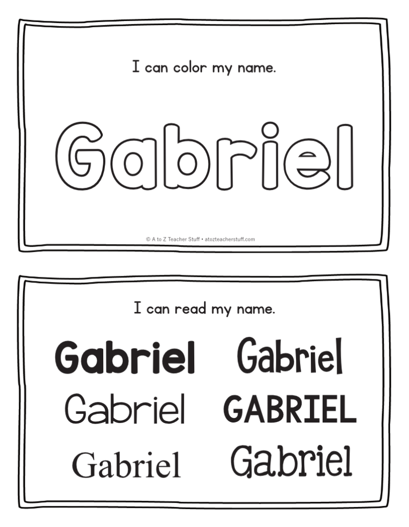 Gabriel Name Printables For Handwriting Practice A To Z Teacher 