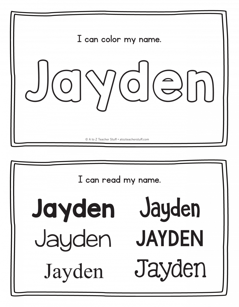 Jayden Name Printables For Handwriting Practice A To Z Teacher 