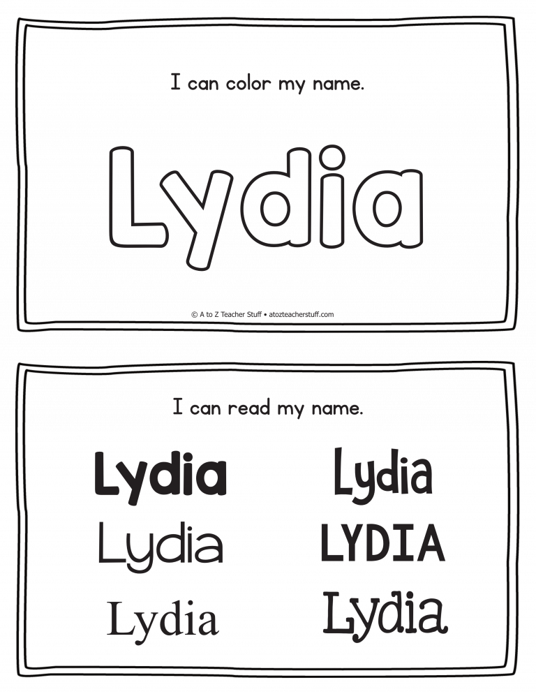 Lydia Name Printables For Handwriting Practice A To Z Teacher Stuff 