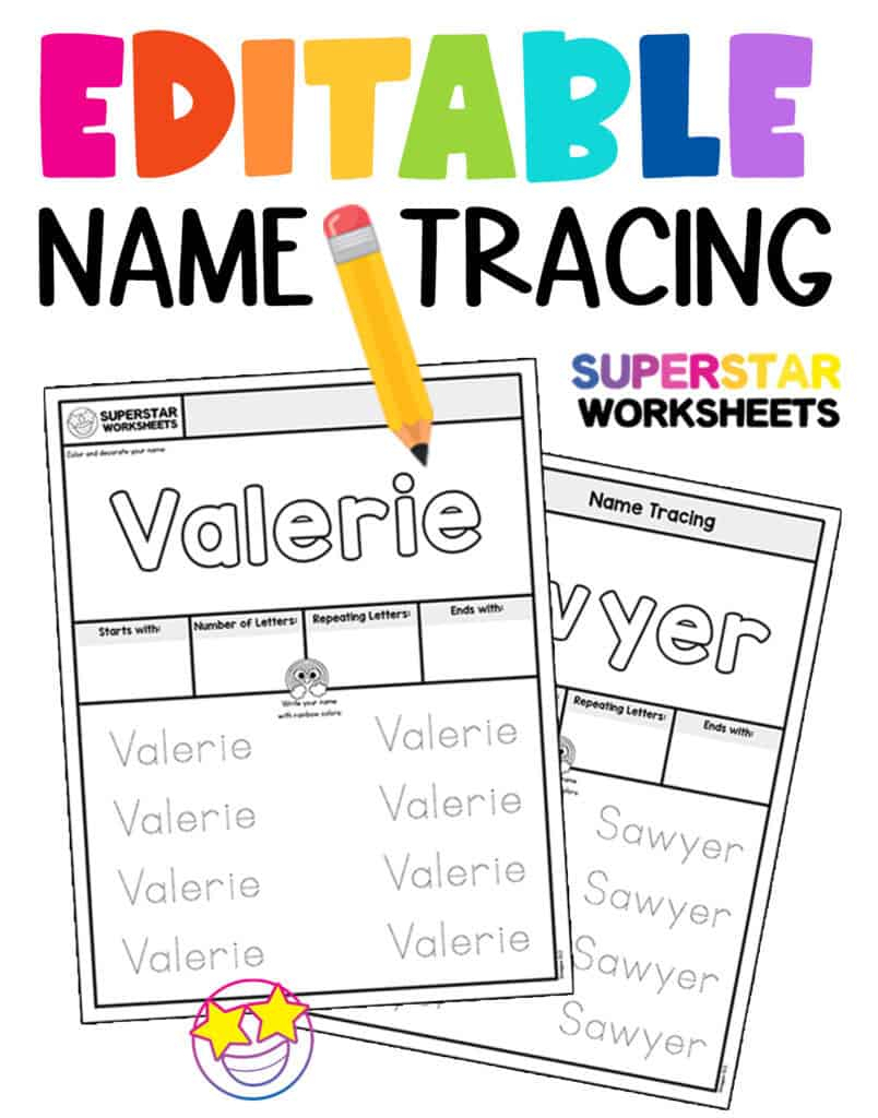 Name Trace Worksheets Printable Activity Shelter Editable Name