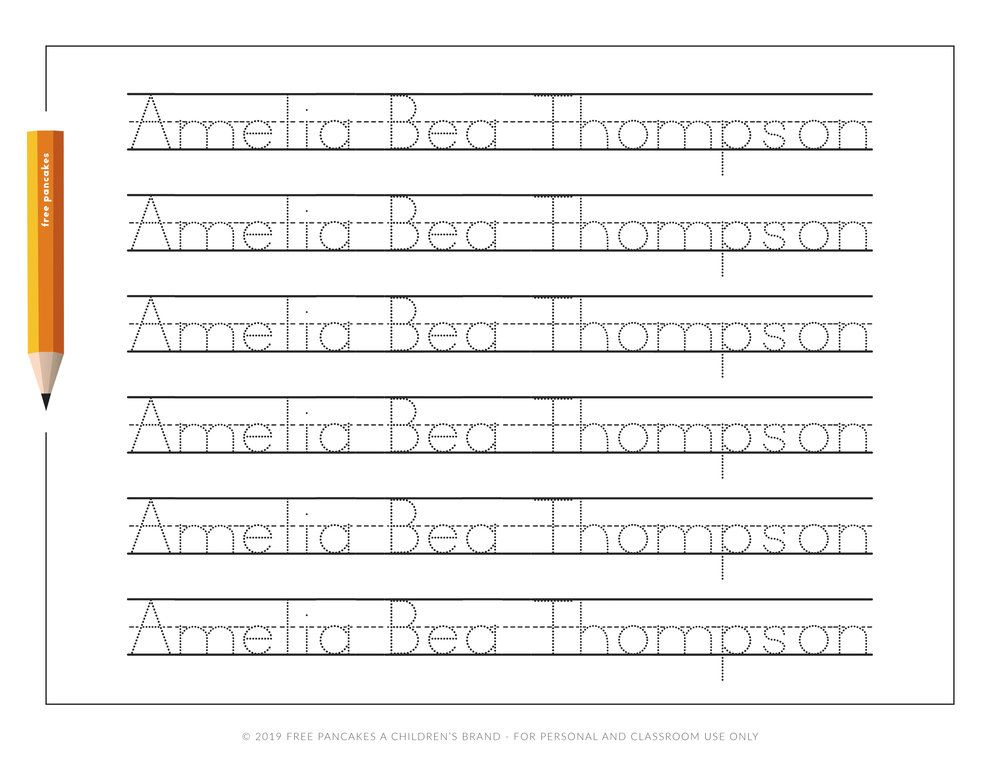Personalized Name Tracing Worksheets Free Pancakes A Children s Brand 