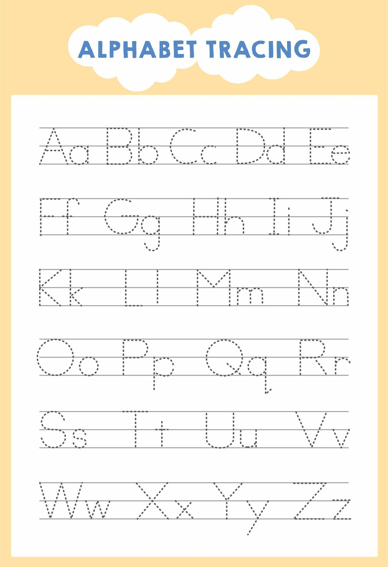 Printable Abc Tracing Paper Tracing Alphabet Letters Abc Tracing