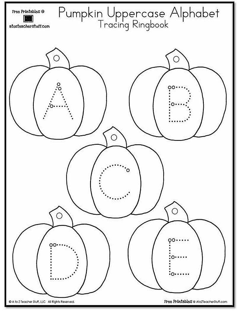 Pumpkin Lowercase And Uppercase Tracing Alphabet Halloween Preschool 