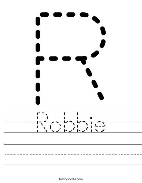 Robbie Worksheet Twisty Noodle Worksheets Name Writing Practice 