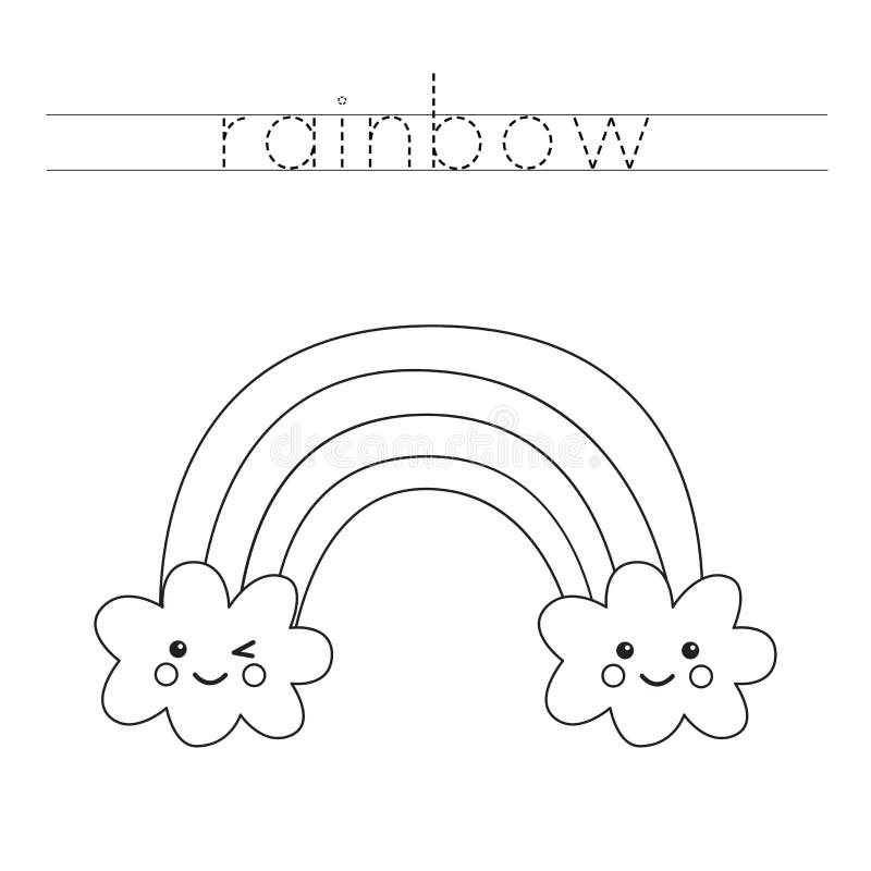 Tracing Letters With Cute Smiling Rainbow Writing Practice For Kids