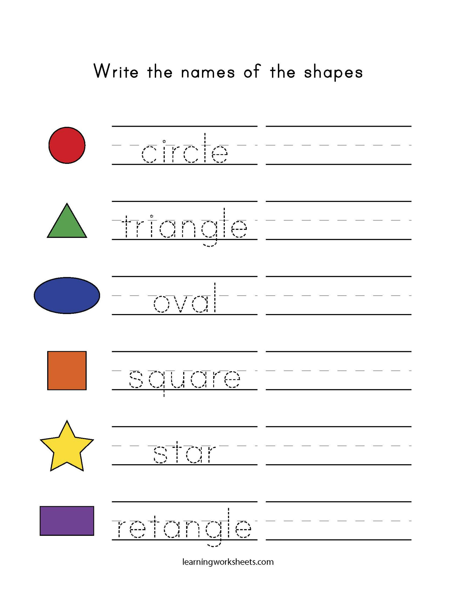 Write The Names Of The Shapes Learning Worksheets Mixed Shapes - Name ...