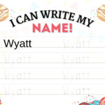Wyatt Printable Donut Name Tracing Practice Sheet Kids Etsy